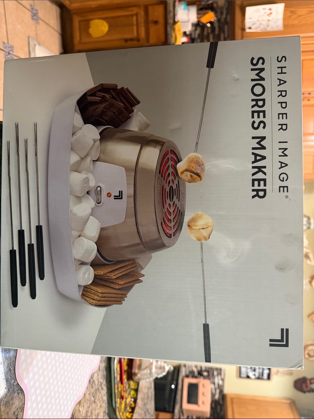 Sharper Image Stainless Steel and White S'mores Roaster with Black Skewers